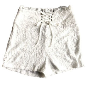 LF • White Lace Up High Waisted Shorts